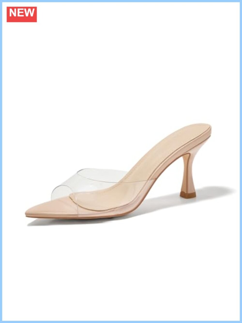Faux Patent Leather Pointed Toe Mule Heels Slip On Stiletto Sandals